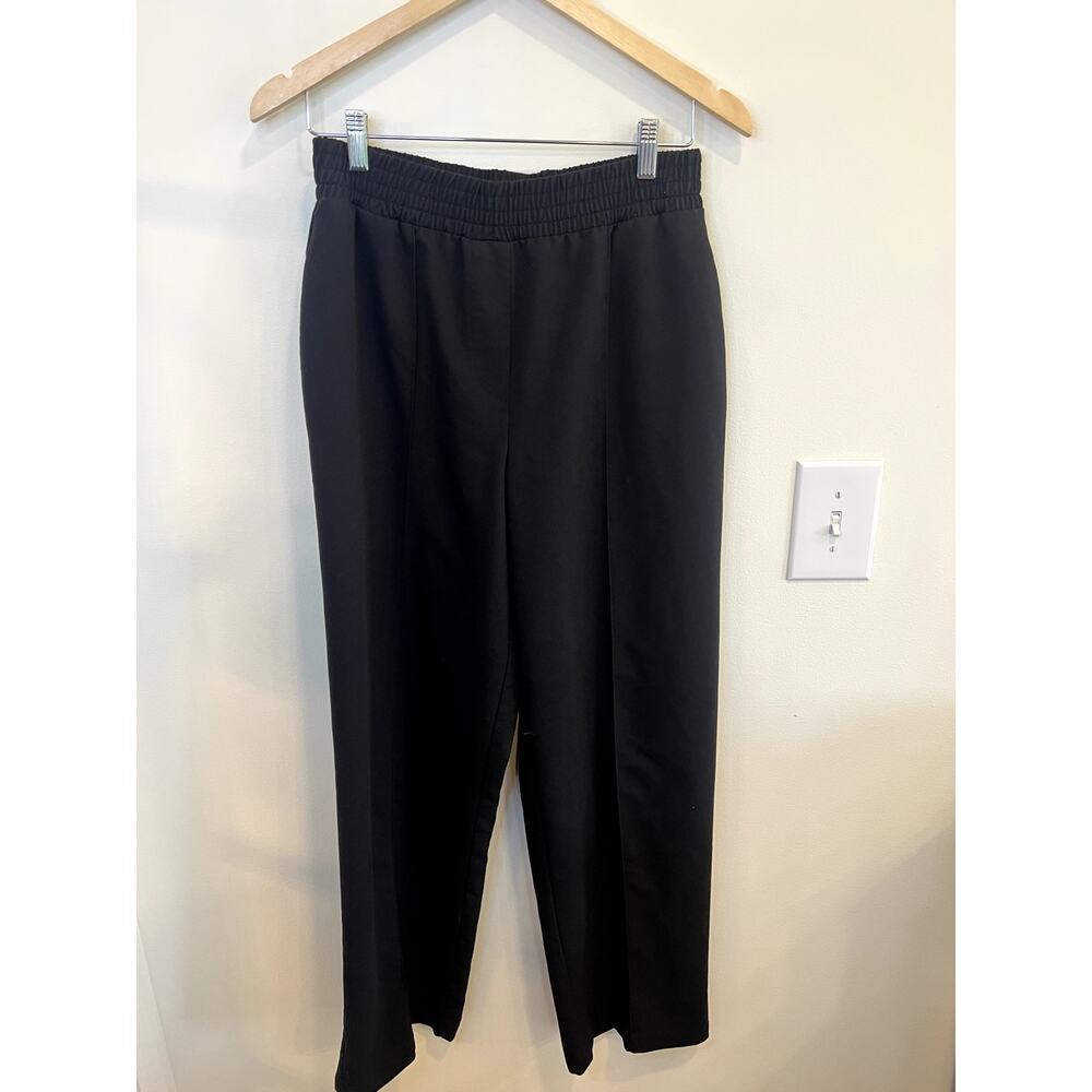Double Zero Black Wide Leg Pull On Dress Pants Small Minimalist Career
